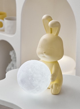 兔子桌面摆件家居饰品卧室床w头小夜灯睡眠灯送女生耶诞节生日礼