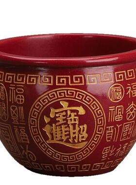 百福朱砂米缸摆件家居客厅装饰品招聚存财特大号存钱罐聚宝盆