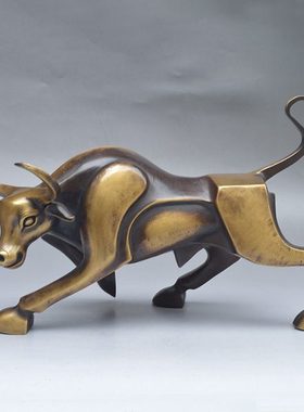 全铜华尔街铜牛纯铜招财旺市牛办公室桌面生肖牛客厅装饰工艺摆件