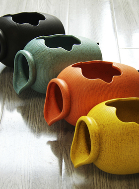 生态鱼缸装饰陶瓷流水罐摆件可种花造景增氧过水循环庭院田园大