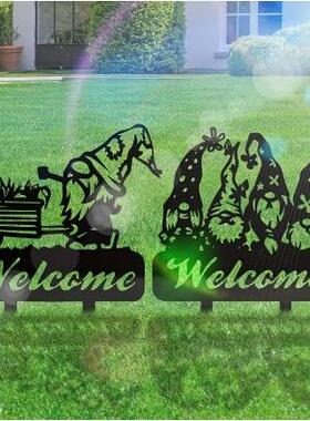 小矮人Temu热卖金属庭院装饰地插跨境现代花园装饰艺术品金属源头