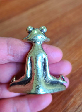黄铜自在蛙香插摆r件 饰品摆饰装饰品铜器工艺品