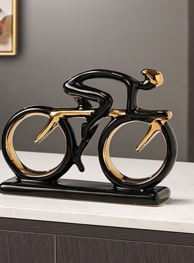 轻奢创意客厅玄关书柜p酒柜摆件自行车书房运动单车雕塑装饰品摆