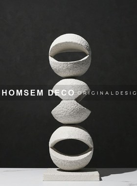 简约现代软装饰品轻奢砂岩创意艺术摆件样板O房间售楼处玄关摆设