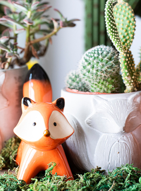 JK慕空间可爱少女心陶瓷小狐狸大小套装家居客厅桌面装饰花园摆件