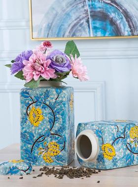 陶瓷罐子储物罐办公室电视柜创意摆件新中式家居客厅装饰品