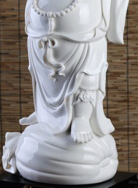 招财弥勒德化白瓷陶瓷弥勒佛金玉满堂元宝大号装饰居家办公摆件