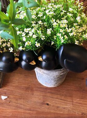 大牌原单美式复古树脂鸭妈妈一家摆件 高档树脂家居特色摆件