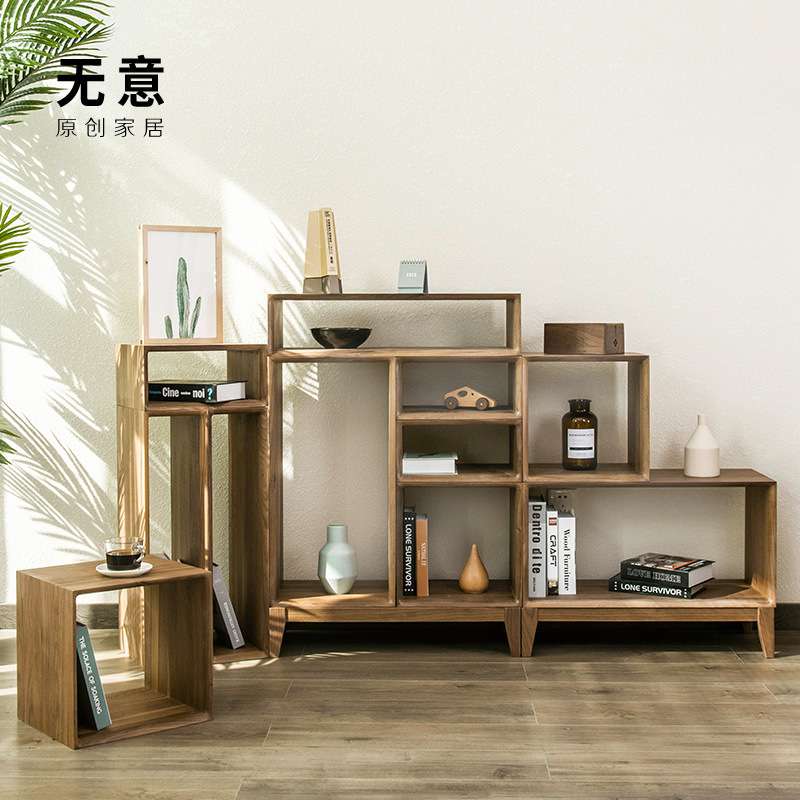 实木自由组合格子柜收纳柜日式书柜落地书架置物柜小书架储物柜 - 图0