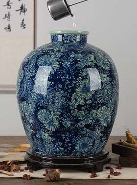 景德镇陶瓷酒坛子家用10斤20斤30斤50斤装泡酒瓶仿古酒缸带龙头