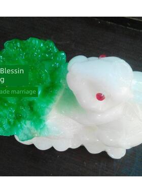 白菜现代中式兔玉兔送福动物送礼生物节日礼品工艺品树脂兔子摆件