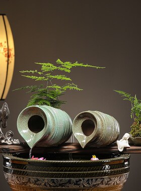 生态缸古法养鱼循环流水陶罐庭院鱼缸造景摆件增氧过滤器DIY配件
