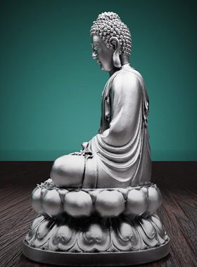 实心足银3D立体浮雕做旧阿弥陀佛摆件手把玩件茶宠茶具本命佛礼品