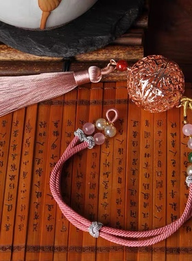 大唐香囊葡萄花鸟纹金属镂空汉服配饰古风香薰球吊坠金银粉色