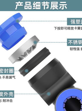 气动气管快速快插接头PD8-02三通螺纹外丝6-01气缸空压机气泵10mm