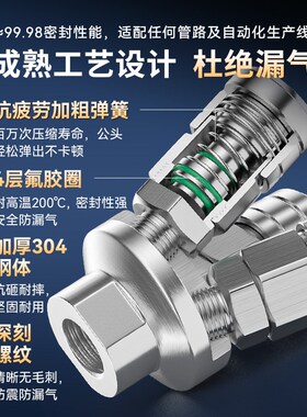 气管快速接头三通圆二通304不锈钢自锁C式空压机气泵高压配件大全