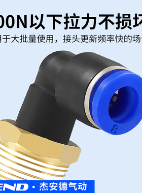气缸接头PL汽管接头8mm气管接头风管快插直角弯通外丝直通PC8-02