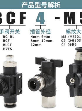 手动阀BCF气管开关阀8气动快速接头内螺纹手阀BCLF手转阀10球阀门