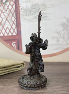 仿古铜立刀关公摆件工艺品客厅商铺铜武财神关公像供奉神像工艺品