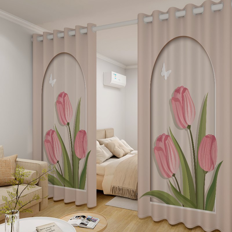 法式客厅隔断帘门帘落地r房间分间卧室分隔遮光窗帘免打孔遮挡帘 - 图2