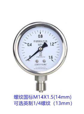 304不锈钢Y60BF防腐YN60BF耐震耐高温高温蒸汽锅炉氨用压力表