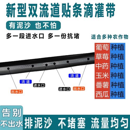 16mm贴条式滴灌带防泥沙防堵压力补偿新型滴灌带长距离毫米 - 图1