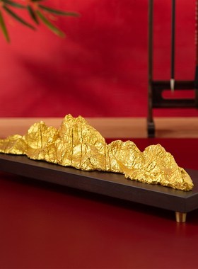 中式铜山千里江山黄铜摆件家居客厅玄关L办公室桌面禅意装饰礼品
