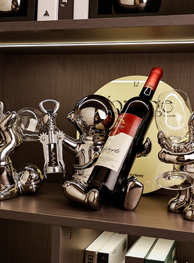 创意高档红酒架摆件酒o柜装饰品陶瓷轻奢家居客厅电视柜宇航员摆