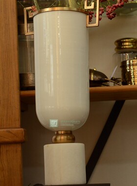 印度进口覆c古做旧装饰花瓶新中式大理石轻奢金属高端特色摆件