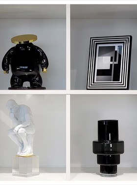 样板间简约轻g奢软装客厅电视柜摆件家居饰品相架工艺品组合ZH254