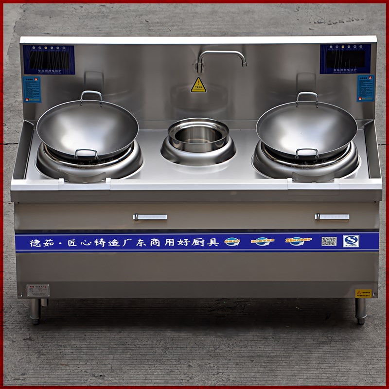 饭店双头单尾f小炒炉 15KW商用电磁炉 双炒单温灶 餐厅炒菜双眼灶 - 图0