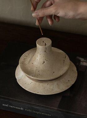 大理石香棒家室内覆古中国禅宗高底创意香炉底座托盘