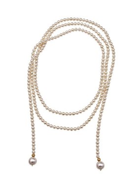 加长款玻璃珍珠i项链多种叠戴法秋冬长款复古毛衣链女轻奢串珠饰