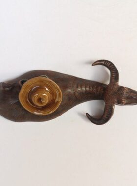 石湾公仔陶瓷七十年代手工动物辘毛水牛桌面餐厅茶宠家居装饰摆件