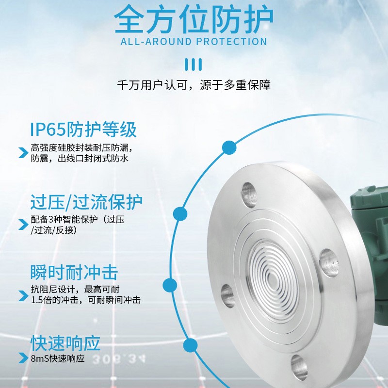单法兰压力变送器4-20mA 隔膜型DN50 DN25 DN80 RS485液位变送器 - 图1