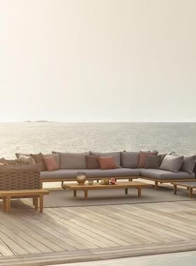 北欧户外柚木家具客厅庭院花园藤编沙发露天阳台实木藤编椅组合