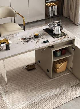 亚克力茶桌椅组合家用阳台现代简约岩板功夫泡茶办公一体悬浮茶桌