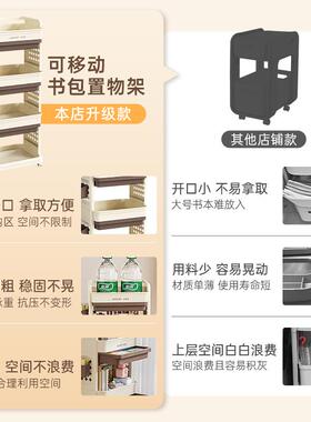 书包置物架可移动书架桌下小推车书桌侧边收纳柜放书包多层带滑轮