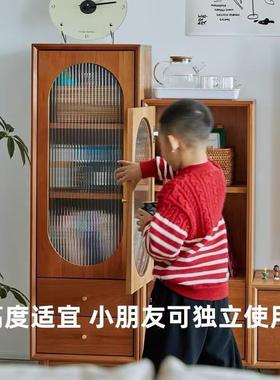 实木小边柜北欧电视柜客厅收纳角柜组合储物柜窄书柜沙发边柜