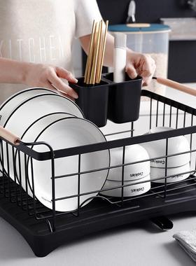 25年新款不锈钢碗架可伸缩沥水槽烤漆提手厨房置物架碗碟架收纳架