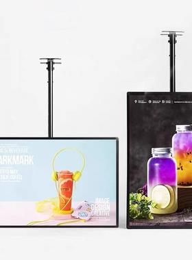 悬挂式电视LED发光超薄钢化玻璃抽画灯箱吊顶菜单展示广告牌