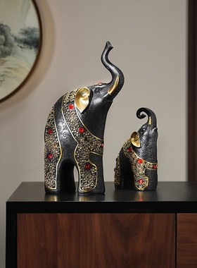 新中式轻奢动物大象摆件家居客厅酒柜办公室N样板房高级摆设装饰