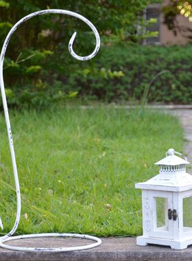 欧式美式吊式蜡烛台摆件复古铁艺防风灯花园婚庆装饰庭院木制提灯