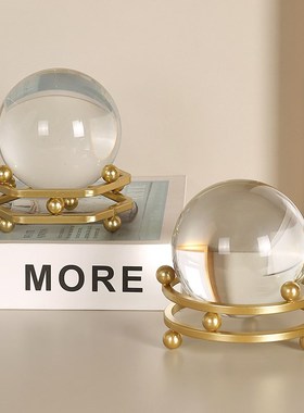 客厅电视柜铁艺装饰品简约高级感酒柜时J来运转水晶球摆件轻奢高