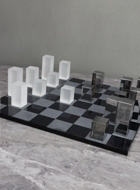 现代简约电视柜客厅办公室桌面摆设家居J软装饰品水晶棋盘轻奢摆