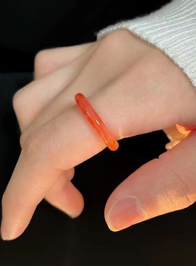 白茶清欢戒c指荔枝栋国风素圈2024新款古风青梅绿茶冷淡风玻璃指