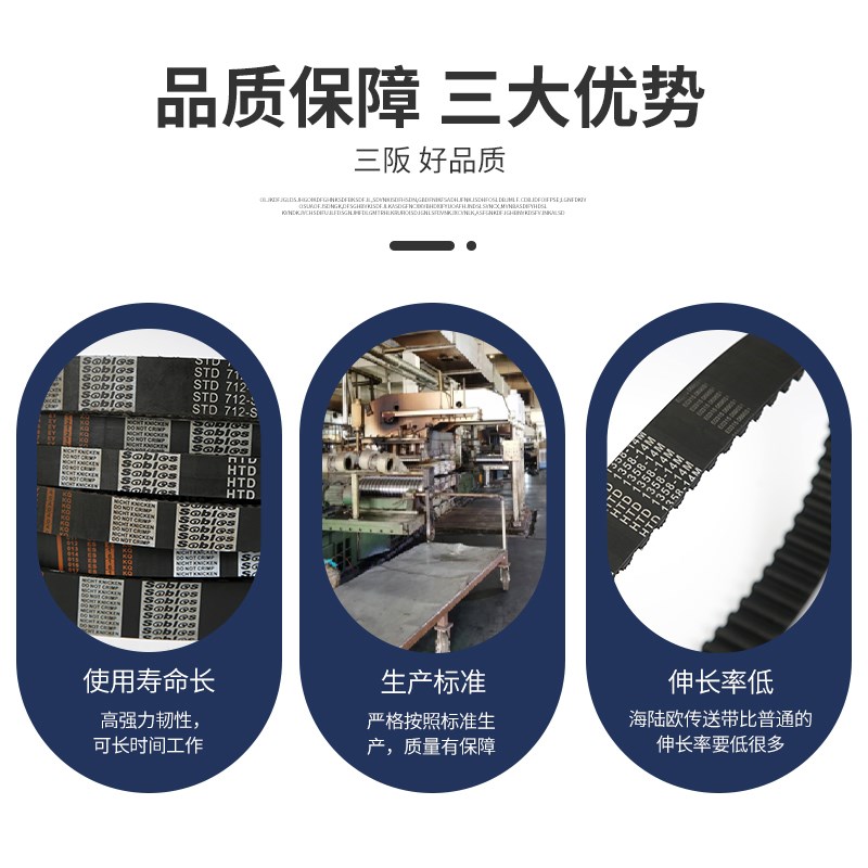 Sables橡胶同步带HTD 408/416/424/432/440/448/456-8M三阪传动带 - 图2