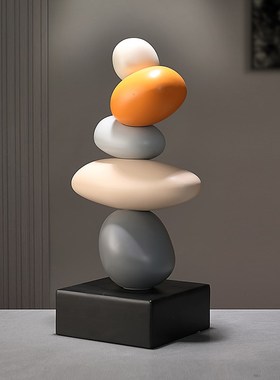 轻奢高级感时来运转客厅石头摆件酒柜玄关寓意好家居电视柜装饰品