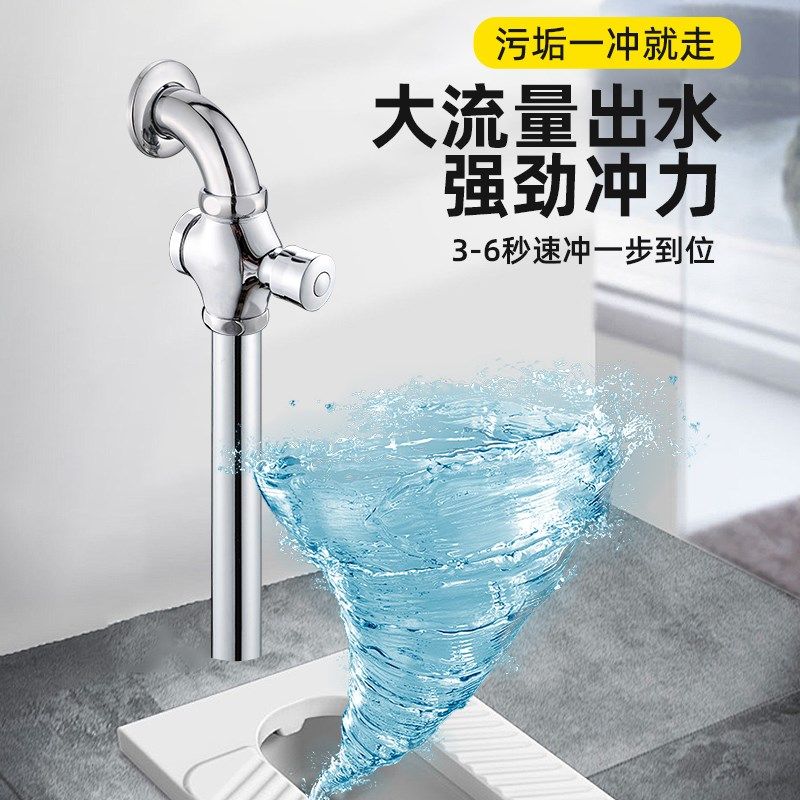 手按铜体延时按压式冲水大便小便池蹲便器冲洗厕所门开关 - 图3