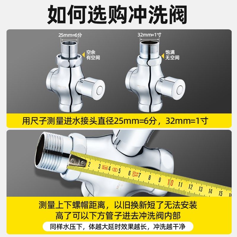 手按铜体延时按压式冲水大便小便池蹲便器冲洗厕所门开关 - 图2